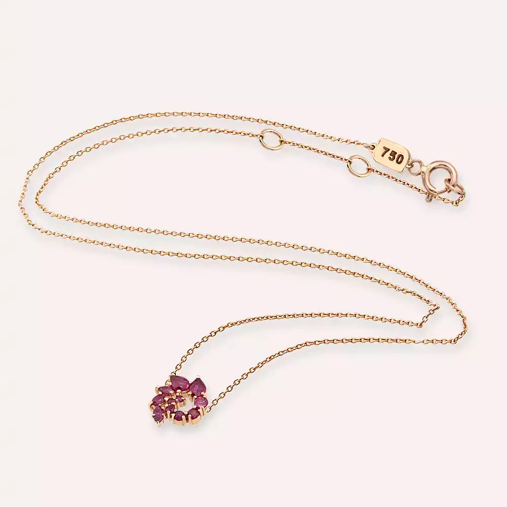 Bind Yakut Taşlı Rose Altın Kolye