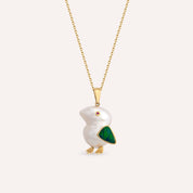 Bird Doğal İnci ve Opal Taşlı Sarı Altın Kolye