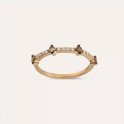 Bitter Pırlanta ve Brown Pırlanta Taşlı Rose Altın Yüzük