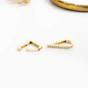 Gold Stone Triangle Hoop Earrings