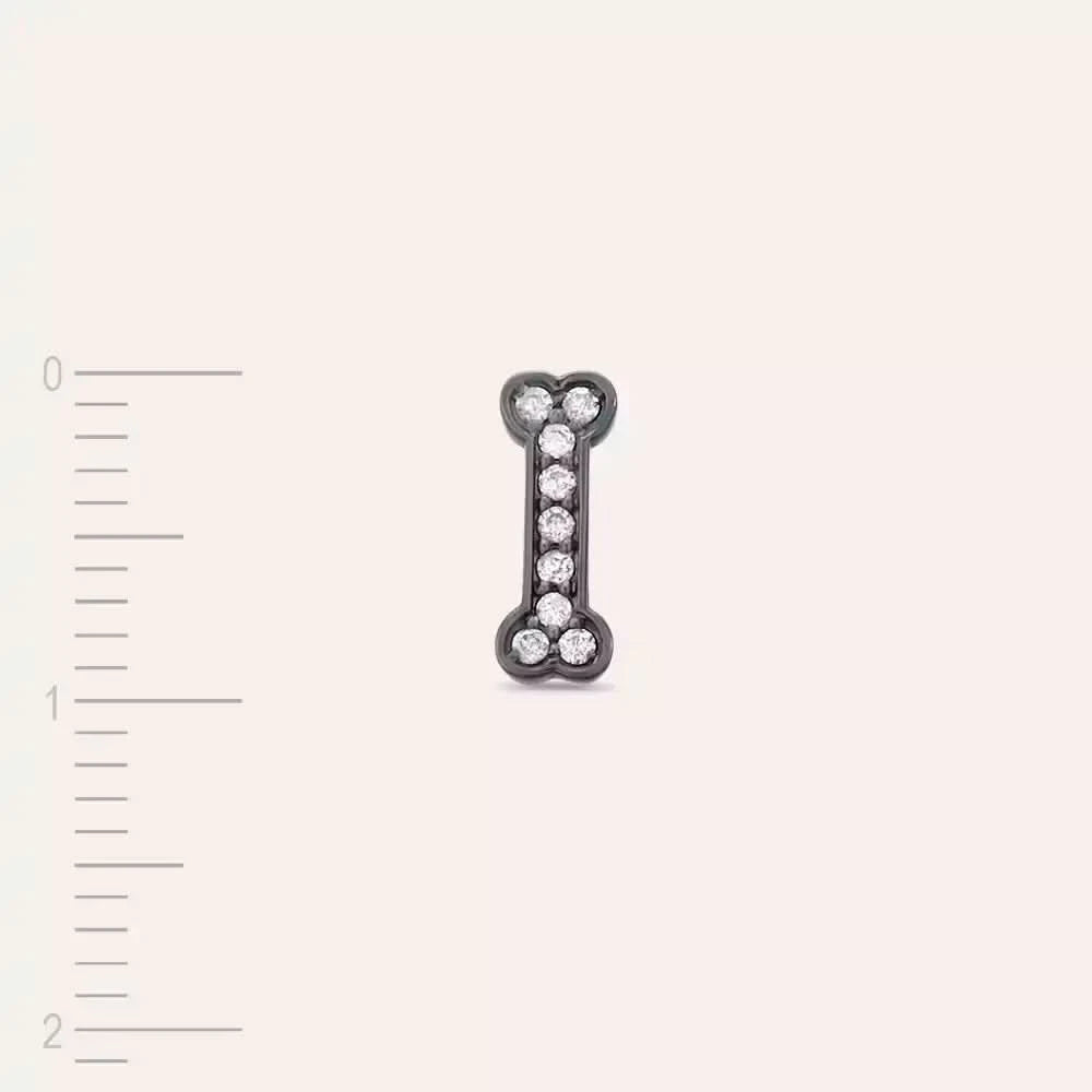 Black Bonei Pırlanta Taşlı Beyaz Altın Tek Küpe