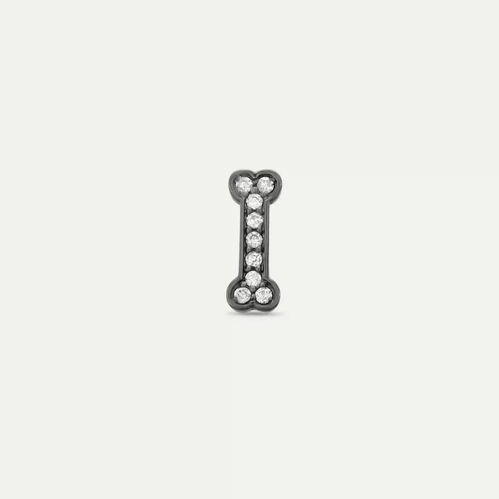 Black Bonei Pırlanta Taşlı Beyaz Altın Tek Küpe