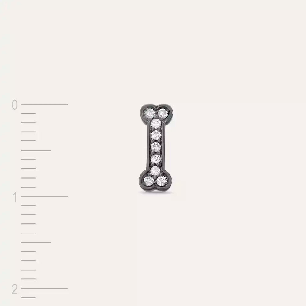 Black Bony Pırlanta Taşlı Beyaz Altın Tek Küpe