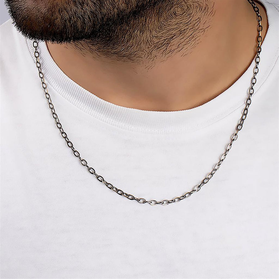 Black Link For Men Gold Necklace