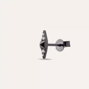 Black Pointed Pırlanta Taşlı Beyaz Altın Tek Küpe