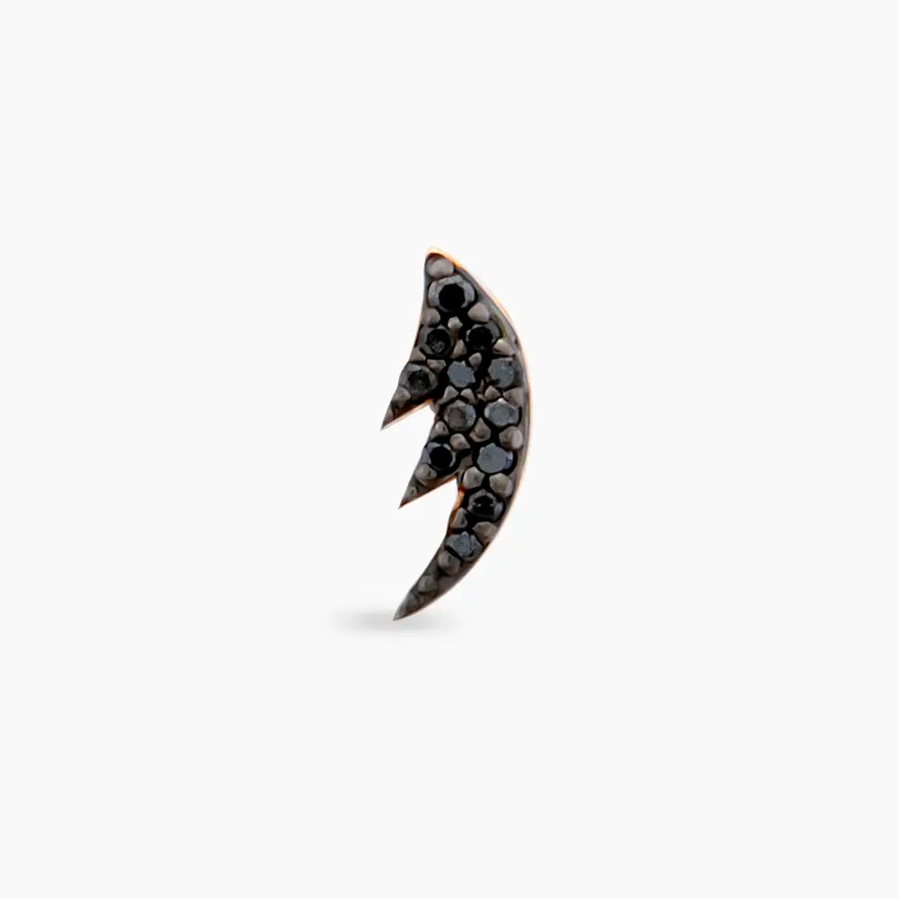 Black Wing Siyah Pırlanta Taşlı Rose Altın Piercing