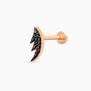 Black Wing Siyah Pırlanta Taşlı Rose Altın Piercing