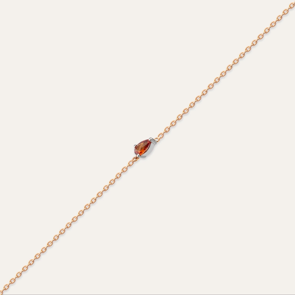 Blake 0.19 CT Damla Kesim Orange Safir Taşlı Rose Altın Bileklik