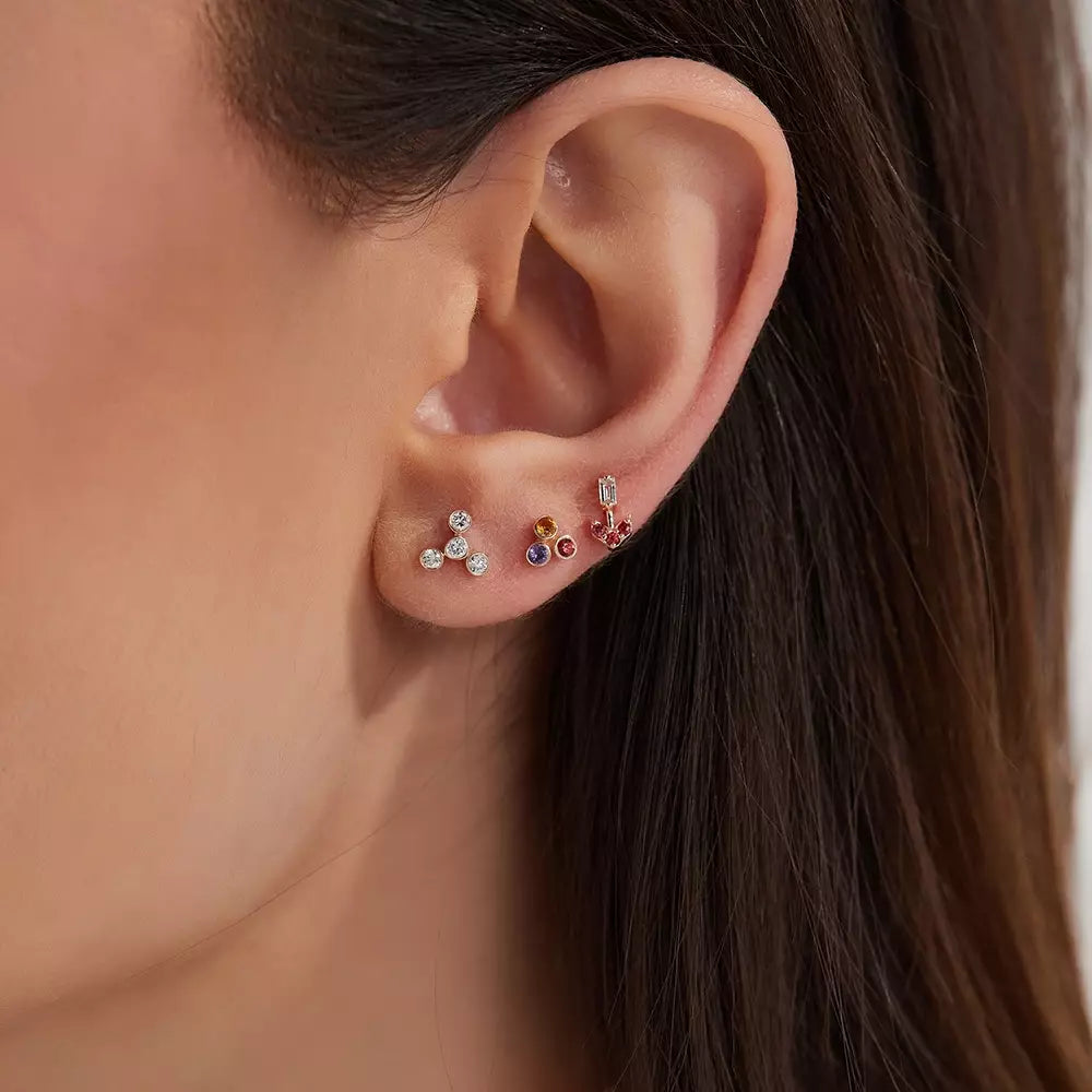 Bliss Four Pırlanta Taşlı Rose Altın Tek Küpe