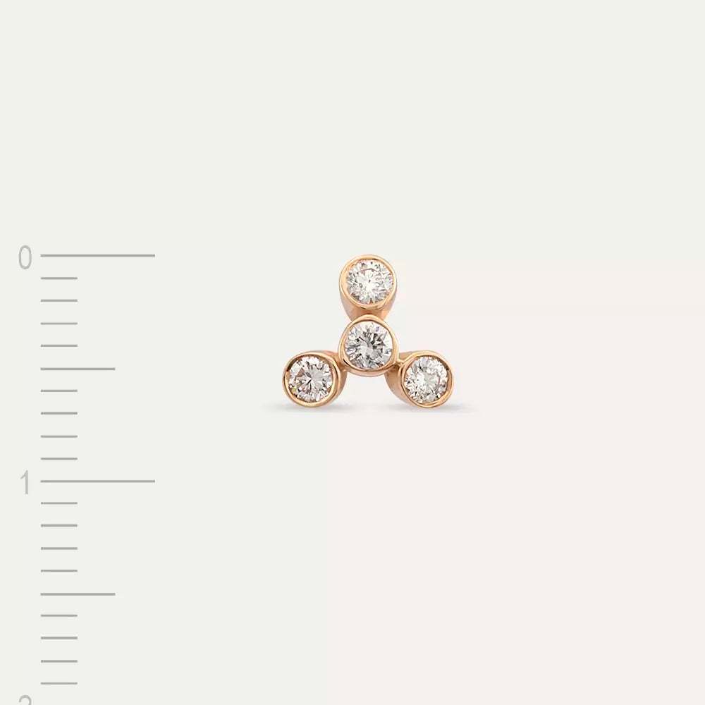 Bliss Four Pırlanta Taşlı Rose Altın Tek Küpe