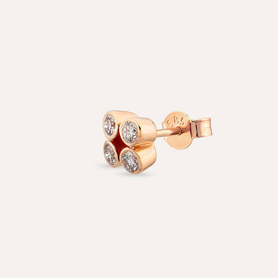 Bliss Frame 0.14 CT Pırlanta Taşlı Rose Altın Mini Tek Küpe