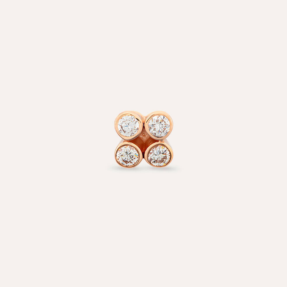 Bliss Frame 0.14 CT Pırlanta Taşlı Rose Altın Mini Tek Küpe