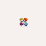 Bliss Frame Multicolor Safir Taşlı Beyaz Altın Tek Küpe