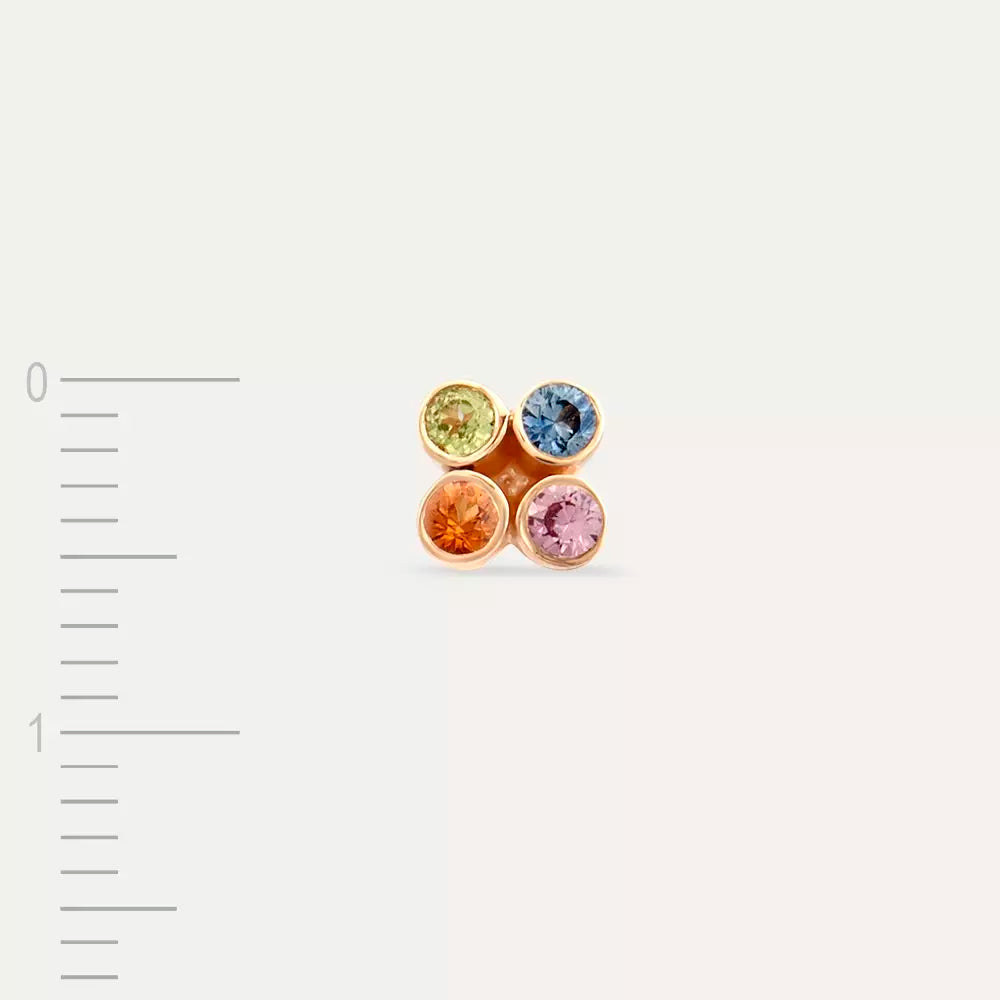 Bliss Frame Multicolor Safir Taşlı Rose Altın Tek Küpe