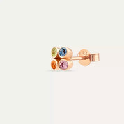 Bliss Frame Multicolor Safir Taşlı Rose Altın Tek Küpe