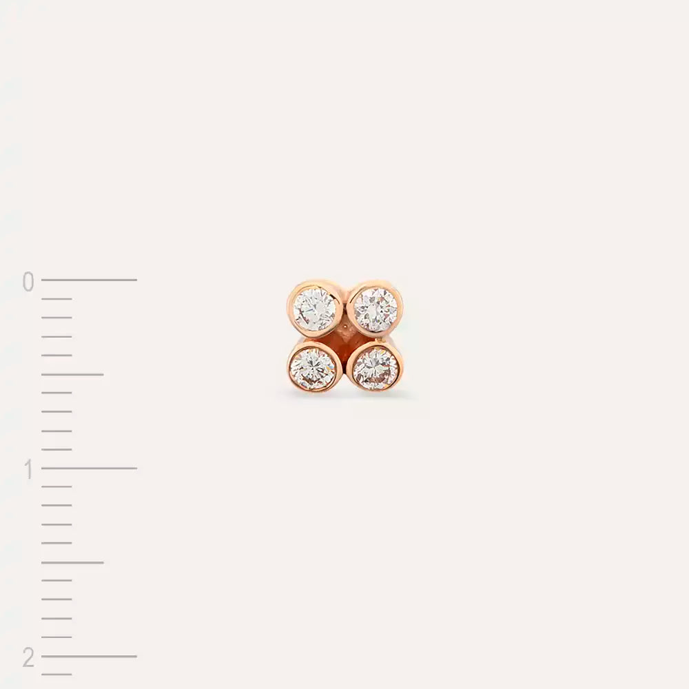 Bliss Frame Pırlanta Taşlı Rose Altın Tek Küpe