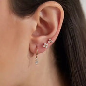 Bliss Frame Pırlanta Taşlı Rose Altın Tek Küpe