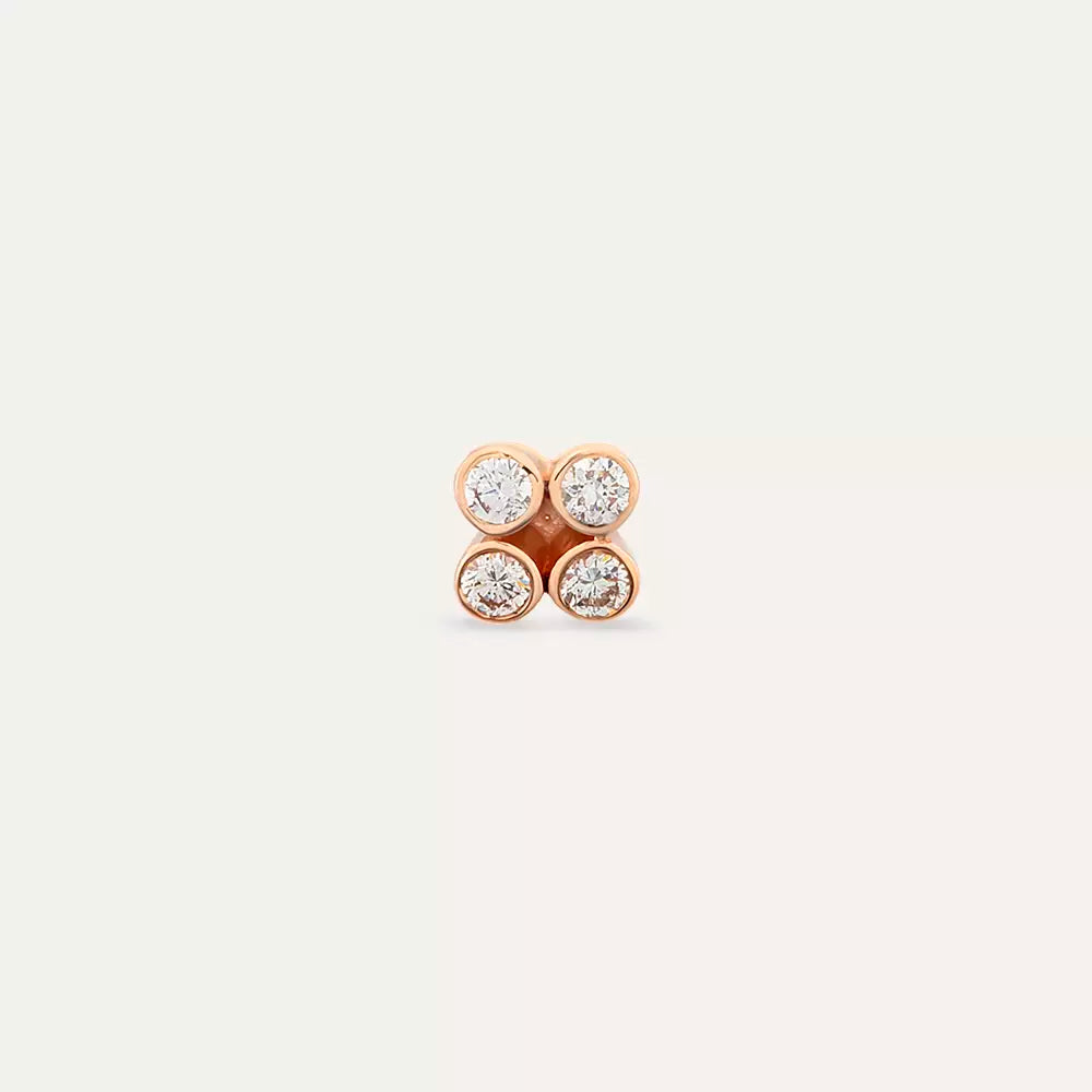 Bliss Frame Pırlanta Taşlı Rose Altın Tek Küpe