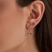 Dots Multicolor Safir Taşlı Rose Altın Tek Küpe