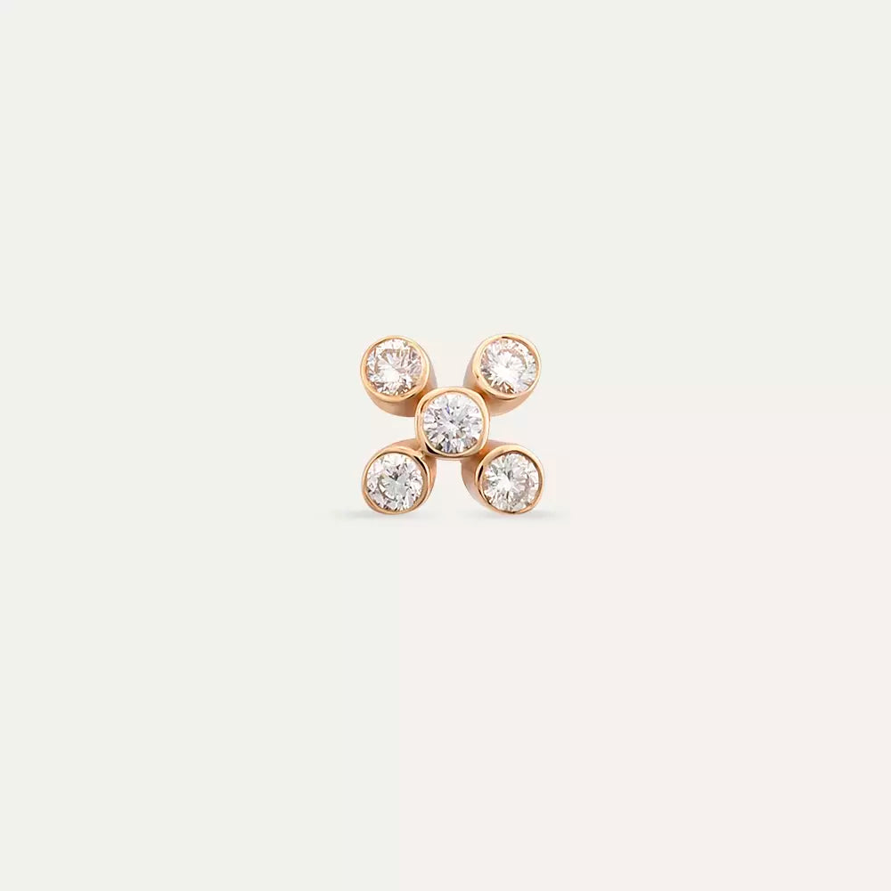 Dots Rose Pırlanta Taşlı Tek Küpe