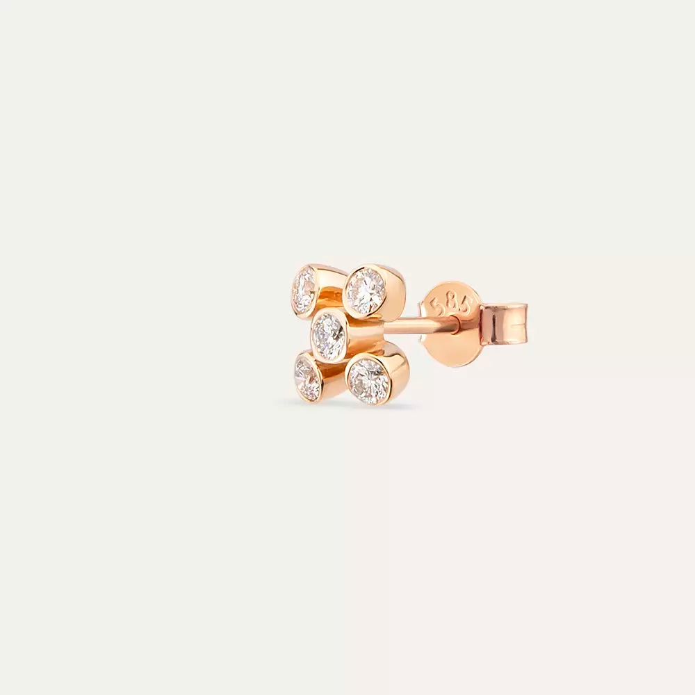 Bliss Rose Pırlanta Taşlı Tek Küpe