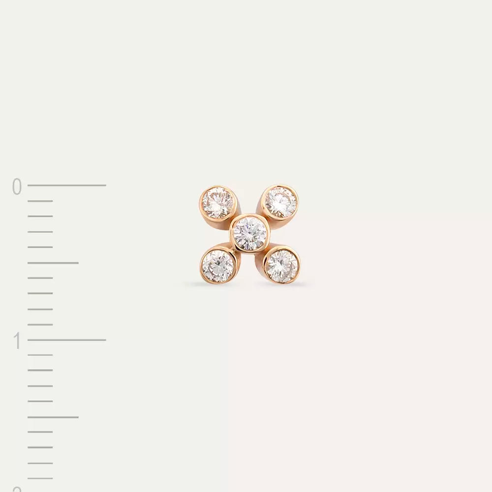 Dots Rose Pırlanta Taşlı Tek Küpe