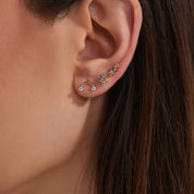 Bliss Three Multicolor Safir Taşlı Rose Altın Tek Küpe