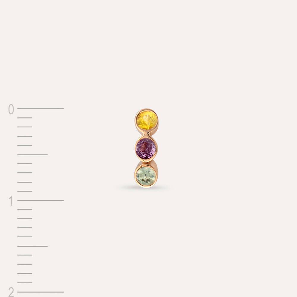 Bliss Three Multicolor Safir Taşlı Rose Altın Tek Küpe