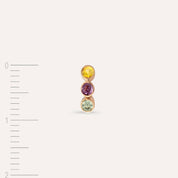 Bliss Three Multicolor Safir Taşlı Rose Altın Tek Küpe