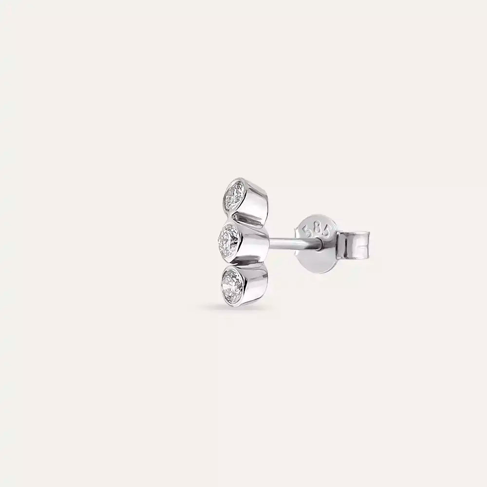 Bliss Three Pırlanta Taşlı Mini Tek Küpe