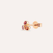 Bliss Triangle Multicolor Safir Taşlı Rose Altın Tek Küpe