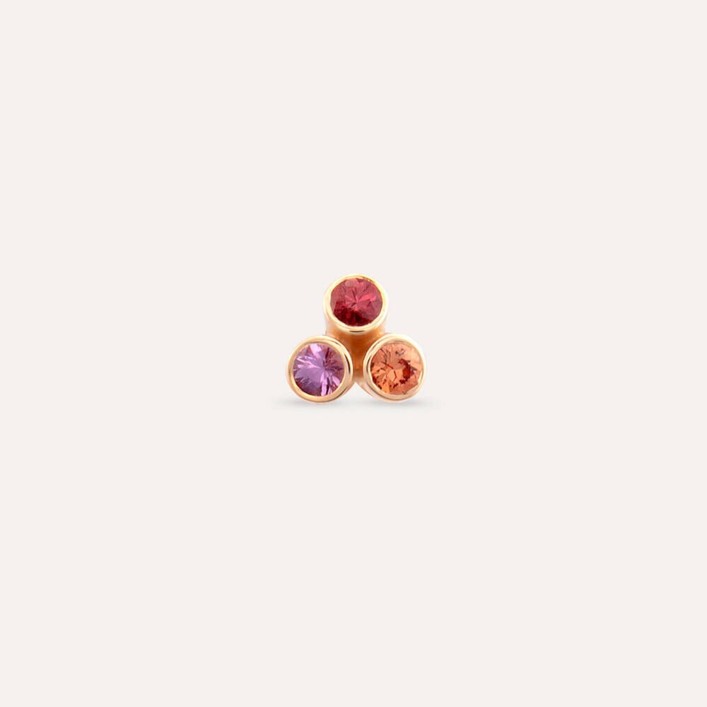 Bliss Triangle Multicolor Safir Taşlı Rose Altın Tek Küpe