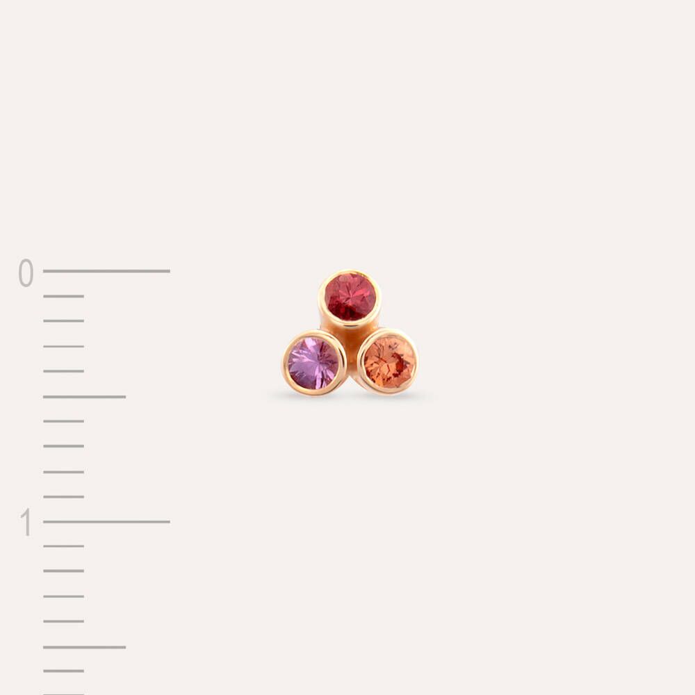 Bliss Triangle Multicolor Safir Taşlı Rose Altın Tek Küpe