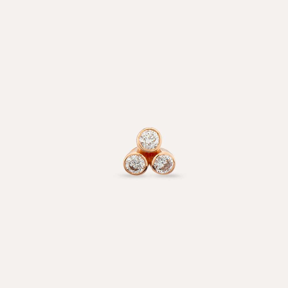 Bliss Triangle Pırlanta Taşlı Rose Altın Mini Tek Küpe