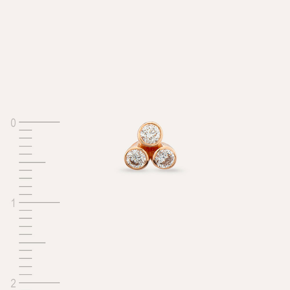 Bliss Triangle Pırlanta Taşlı Rose Altın Mini Tek Küpe