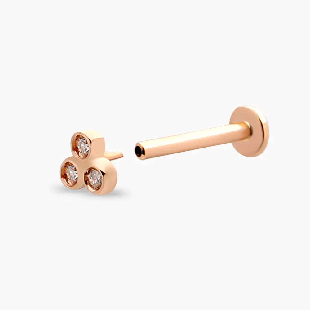 Bliss Triangle Pırlanta Taşlı Rose Altın Piercing