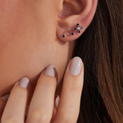 Bliss Two Dark Blue Safir Taşlı Rose Altın Tek Küpe