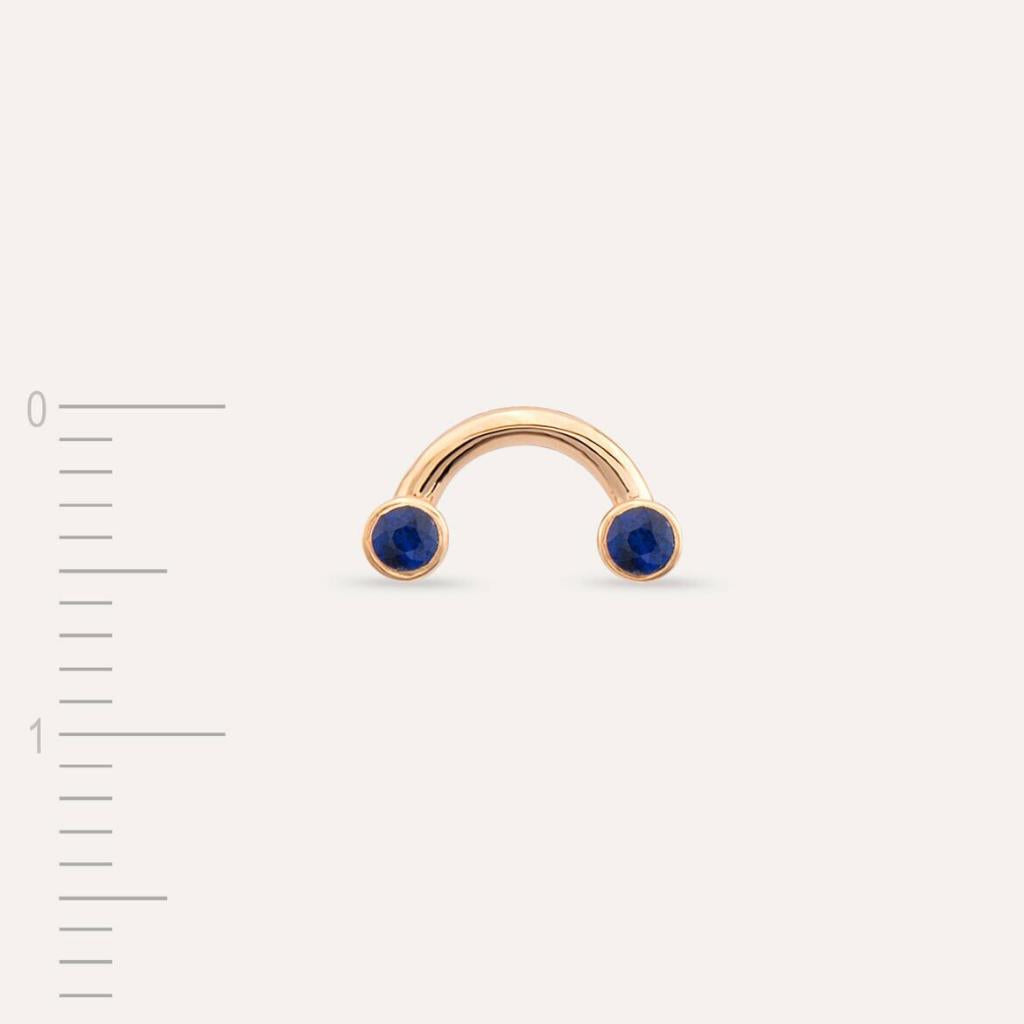 Bliss Two Dark Blue Safir Taşlı Rose Altın Tek Küpe