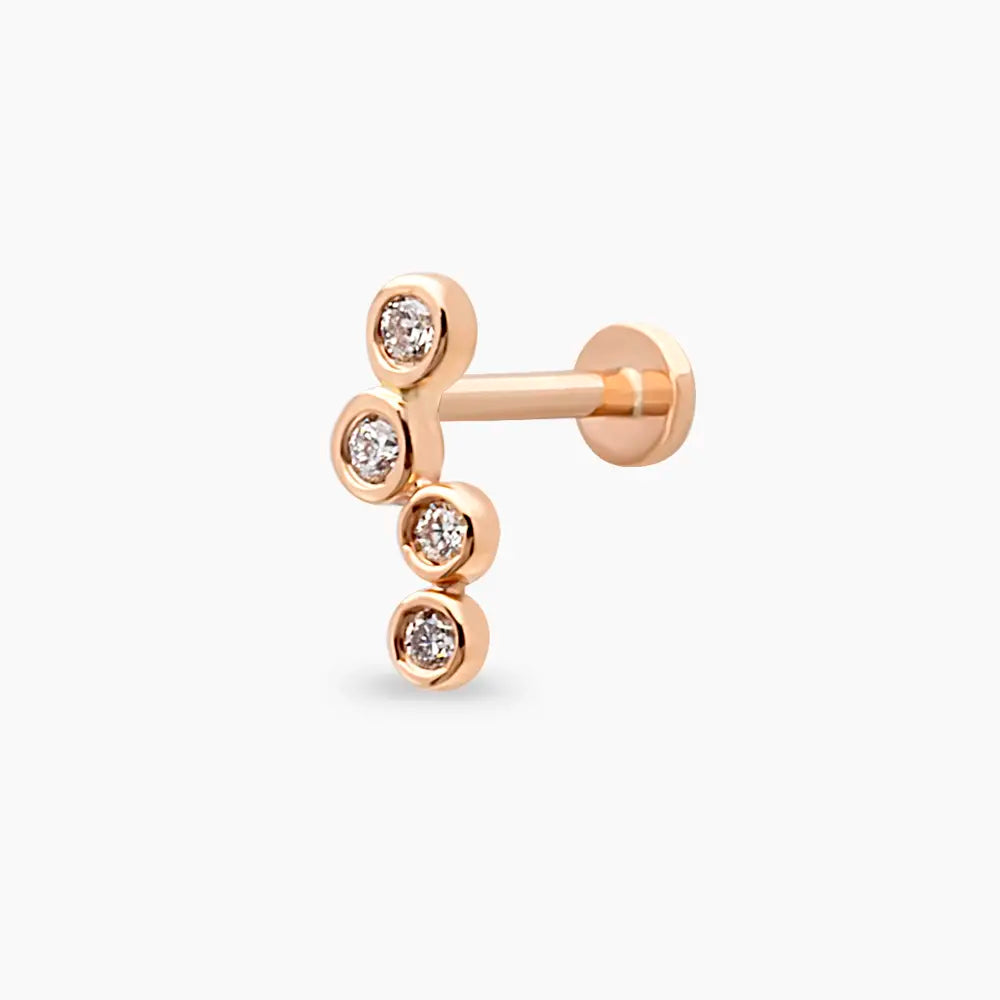 Bliss Wave Pırlanta Taşlı Rose Altın Piercing