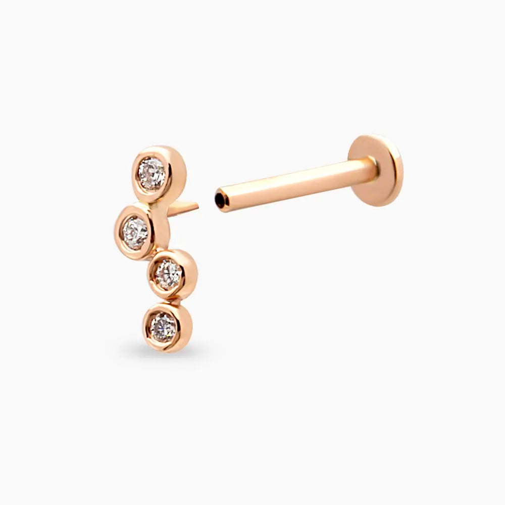 Bliss Wave Pırlanta Taşlı Rose Altın Piercing