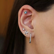 Dots White Pırlanta Taşlı Tek Küpe