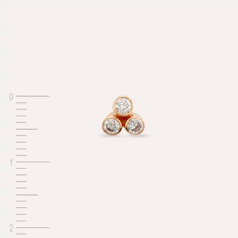 Blissy Pırlanta Taşlı Rose Altın Tek Küpe