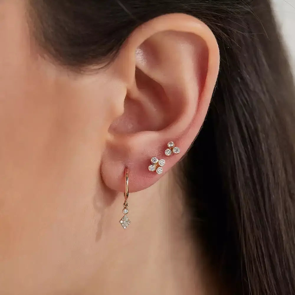 Blissy Pırlanta Taşlı Rose Altın Tek Küpe