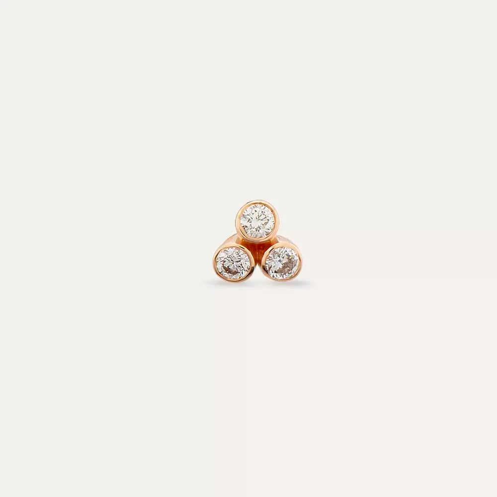 Blissy Pırlanta Taşlı Rose Altın Tek Küpe