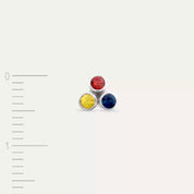 Blissy Red, Blue, Yellow Safir Taşlı Beyaz Altın Tek Küpe