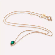 Blob Damla Kesim Zümrüt ve Pırlanta Taşlı Rose Altın Kolye