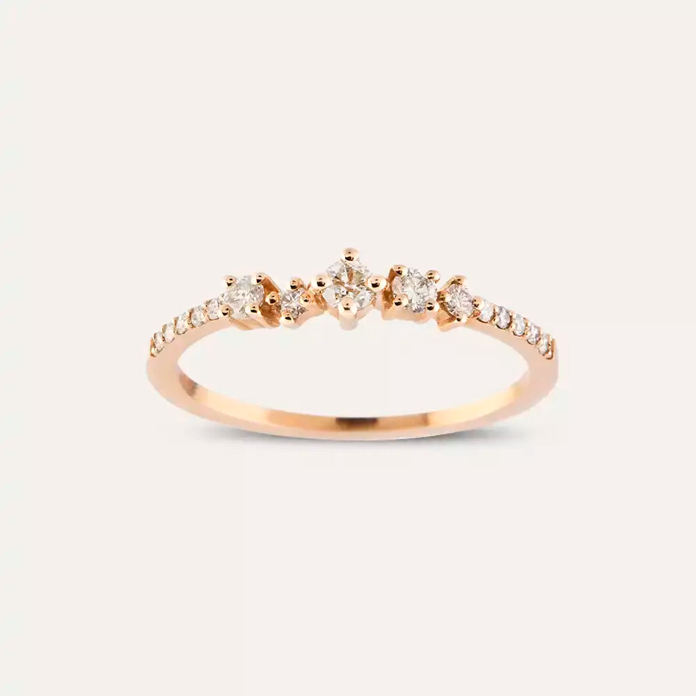 Bloom Pırlanta Taşlı Rose Altın Yüzük