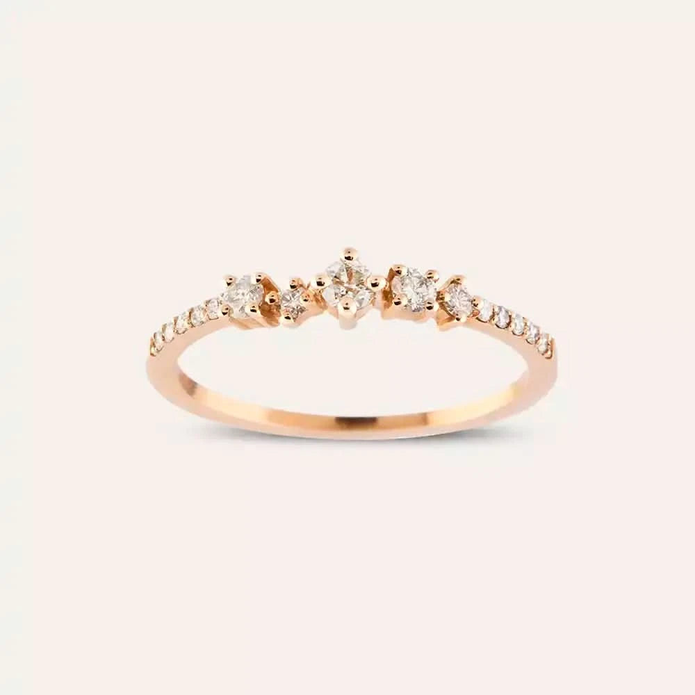 Bloom Pırlanta Taşlı Rose Altın Yüzük