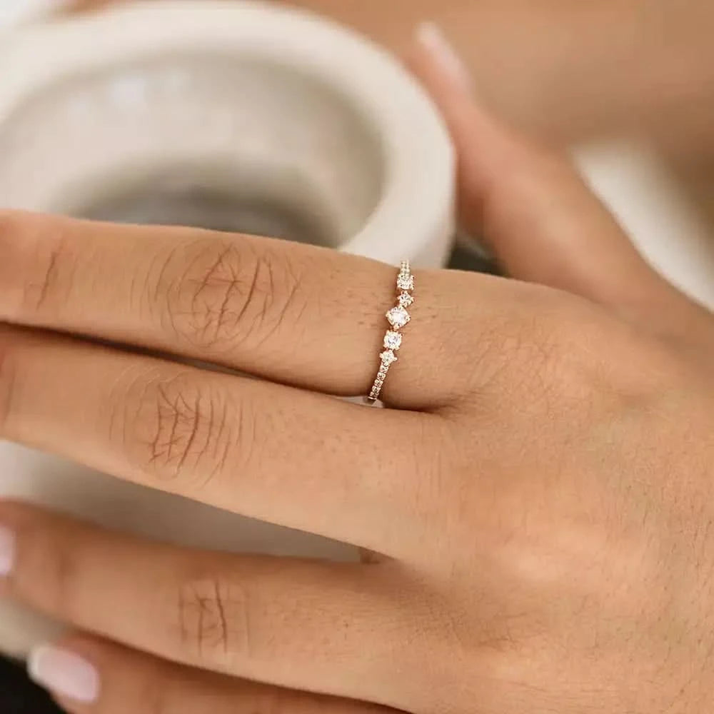 Bloom Pırlanta Taşlı Rose Altın Yüzük