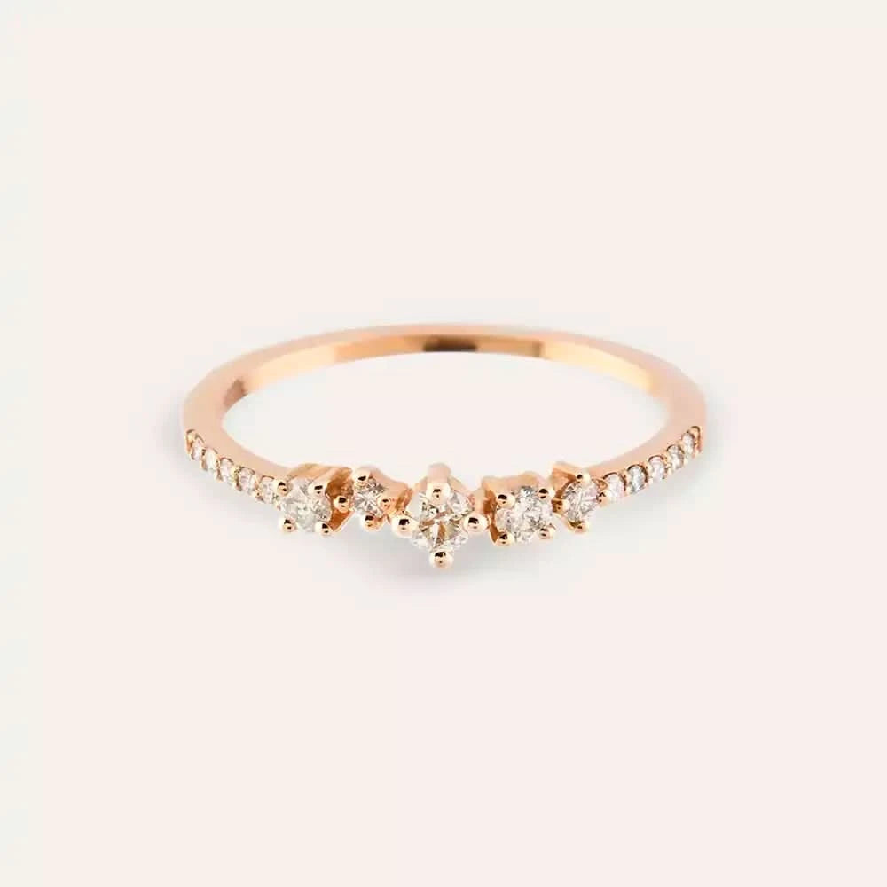 Bloom Pırlanta Taşlı Rose Altın Yüzük